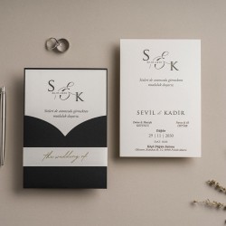 Siyah Beyaz Zarflı Düğün Davetiyesi Siyah Beyaz Zarflı Düğün Davetiyesi
